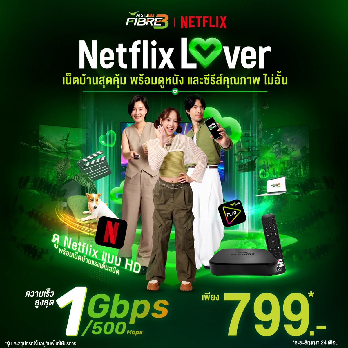 โปรโมชั่นเน็ตบ้าน AIS Fibre ความเร็ว 1 Gbps